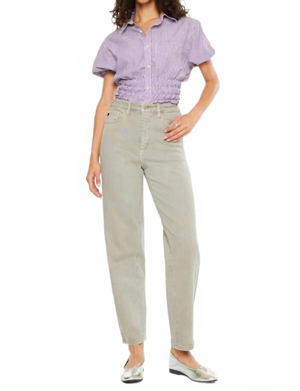 NEW KANCAN sonya high rise slim balloon jeans in olive